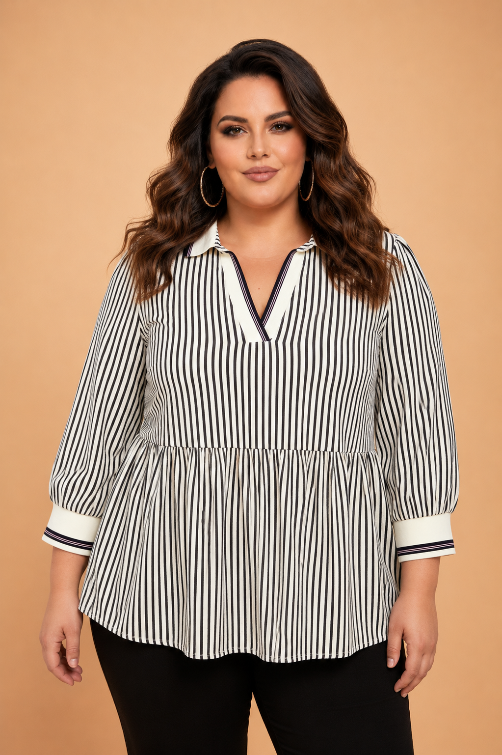 The Adeline Stripe Peplum Blouse