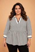 The Adeline Stripe Peplum Blouse