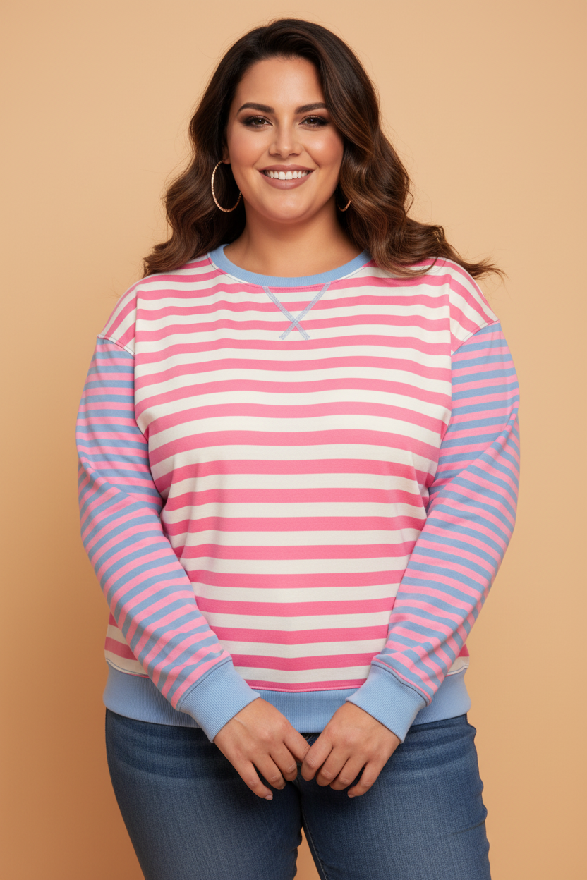 The Eva Rose Stripe Crewneck Sweatshirt