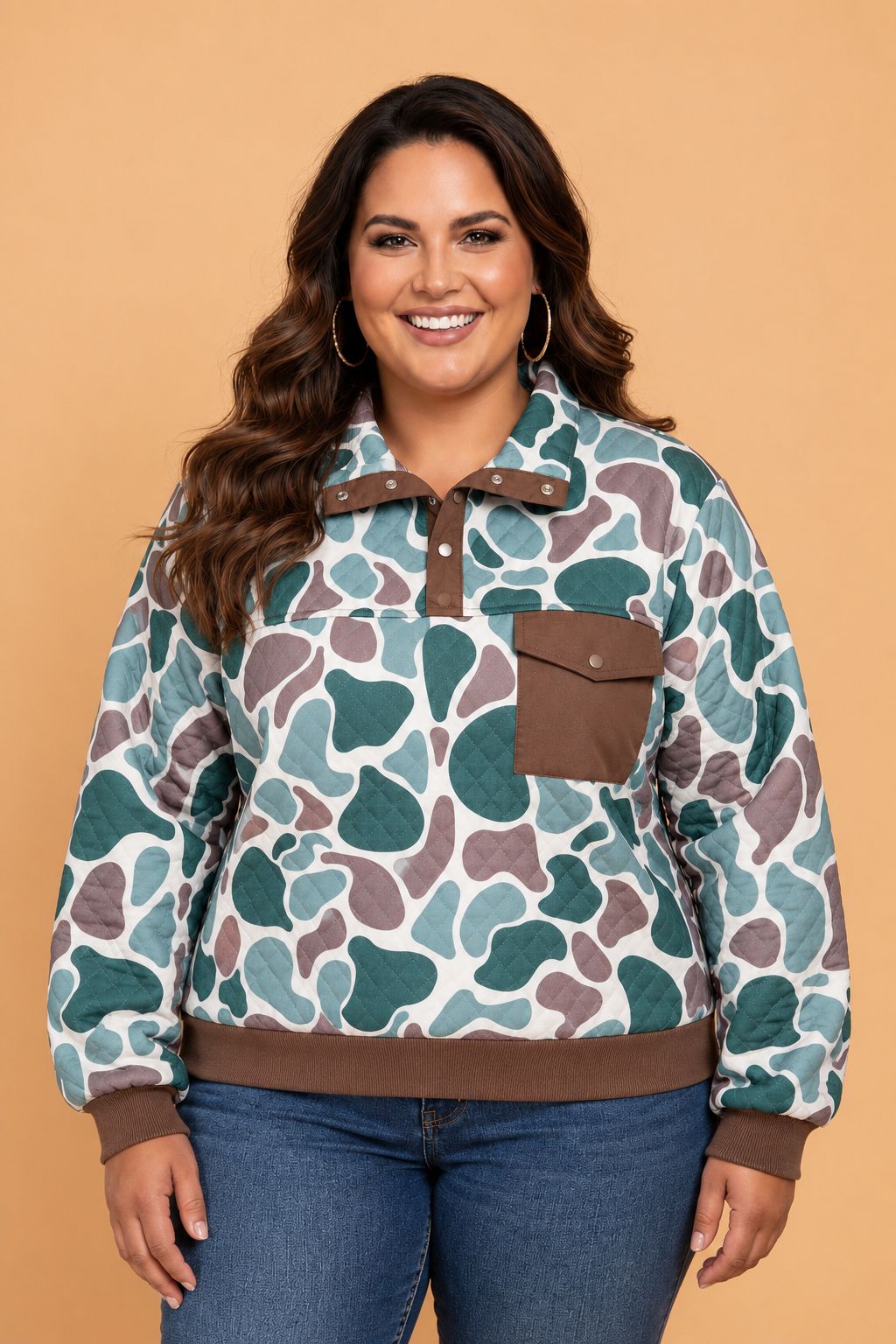 The Shiloh Wren Camo Collared Sweatshirt