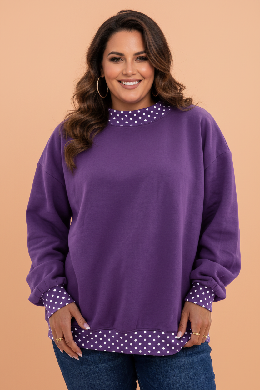 The Tiana Polka Dot Mock Neck Sweatshirt