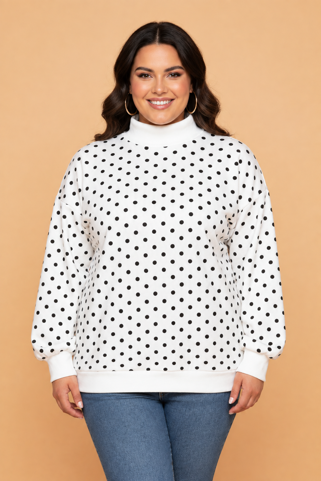 The Hollis Polka Dot Mock Neck Sweatshirt
