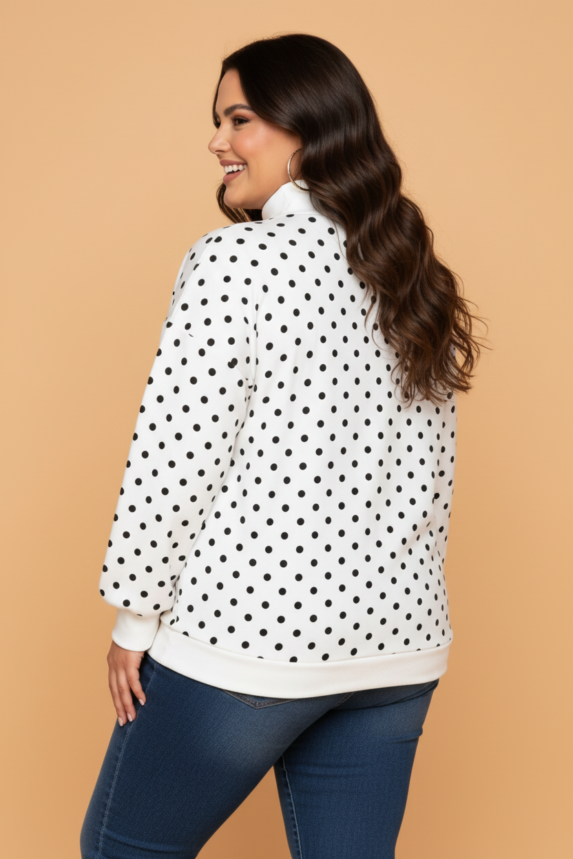 The Hollis Polka Dot Mock Neck Sweatshirt