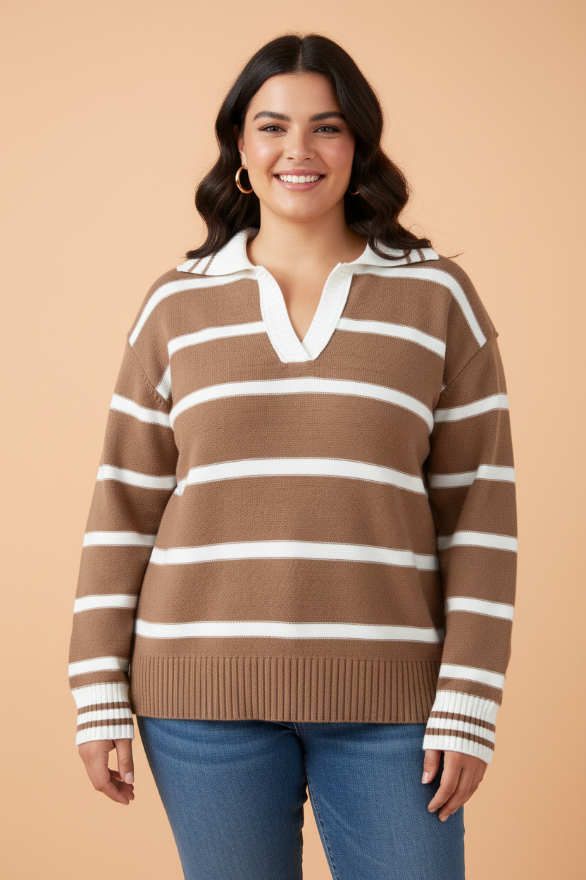 The Cleo Stripe V-Neck Sweater
