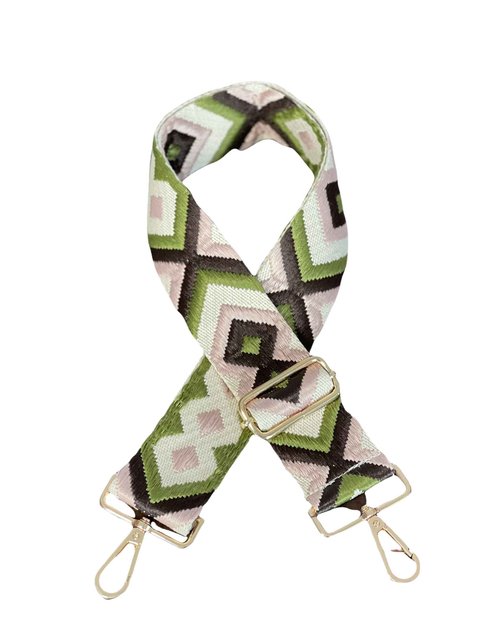 The Olive Green & Light Pink Boho Bag Strap
