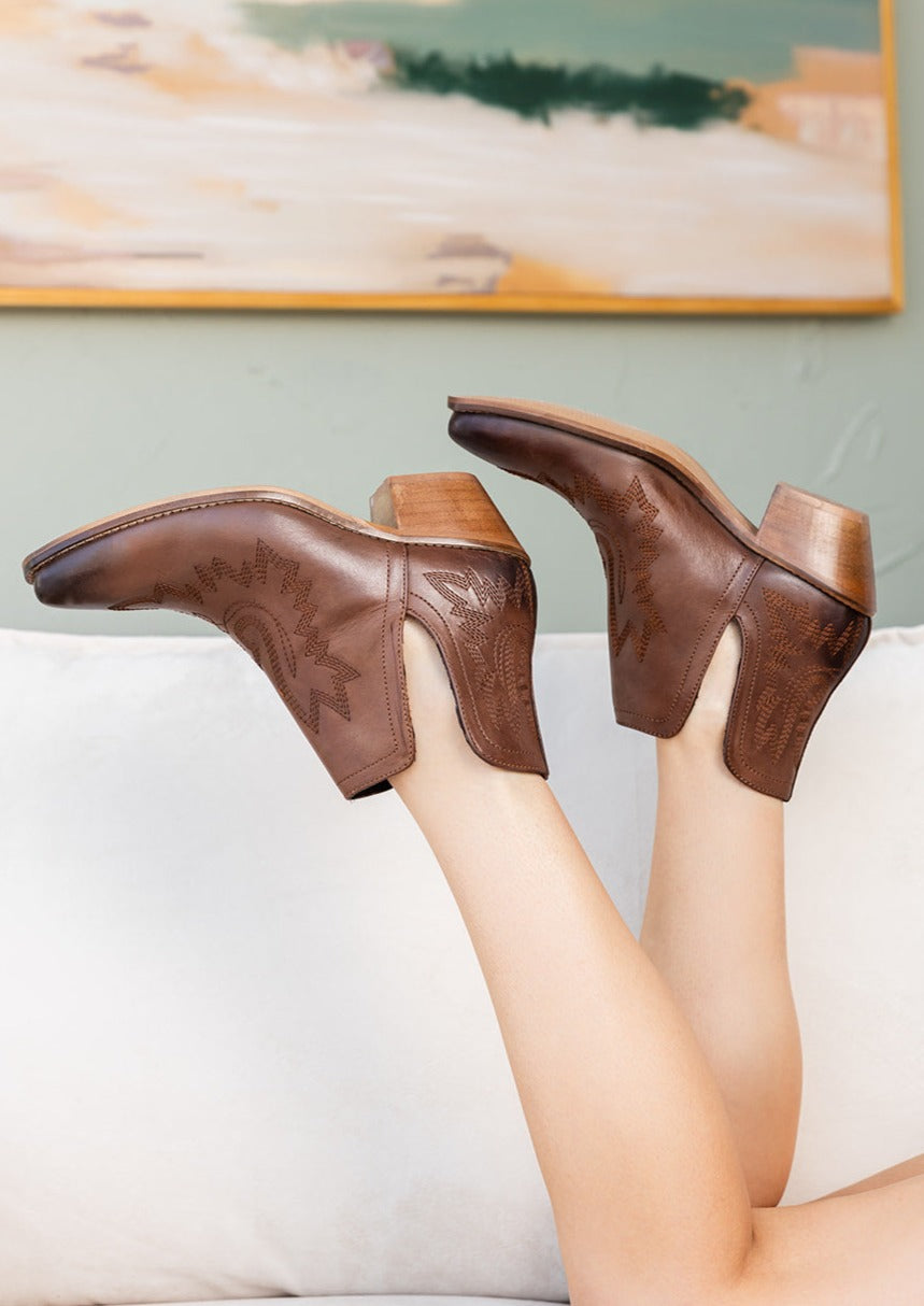 The Olivia Mae Booties in Brown