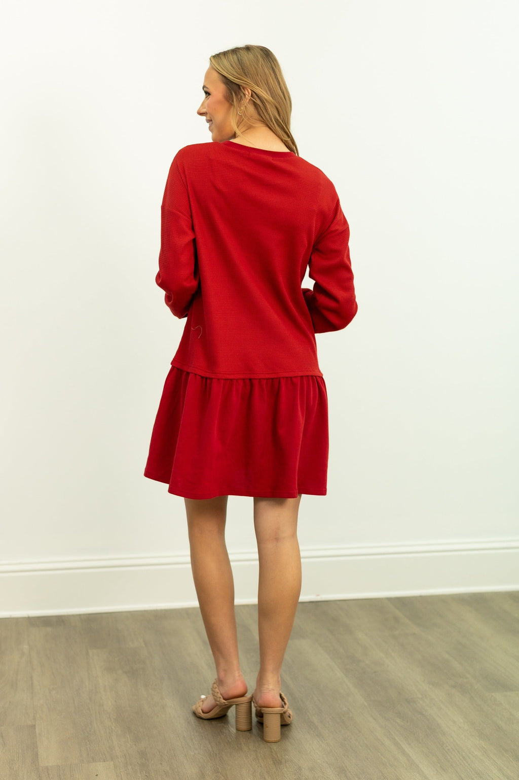 The Colette Waffle Knit Long Sleeve Dress