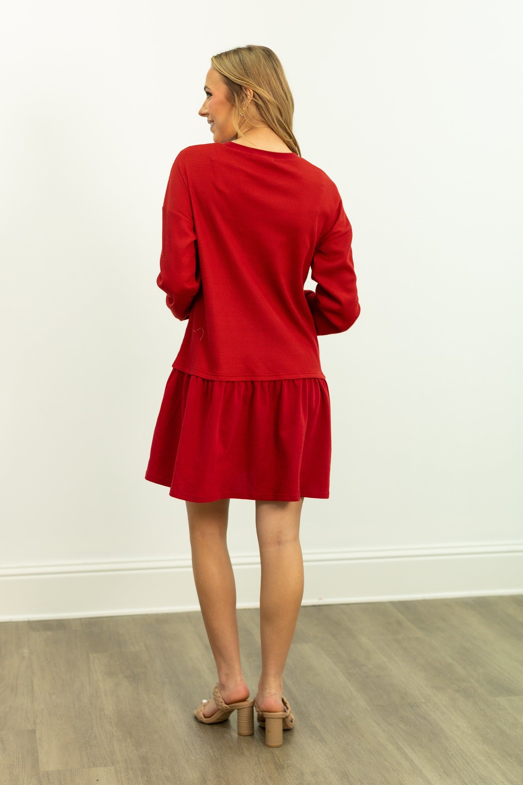 The Colette Waffle Knit Long Sleeve Dress