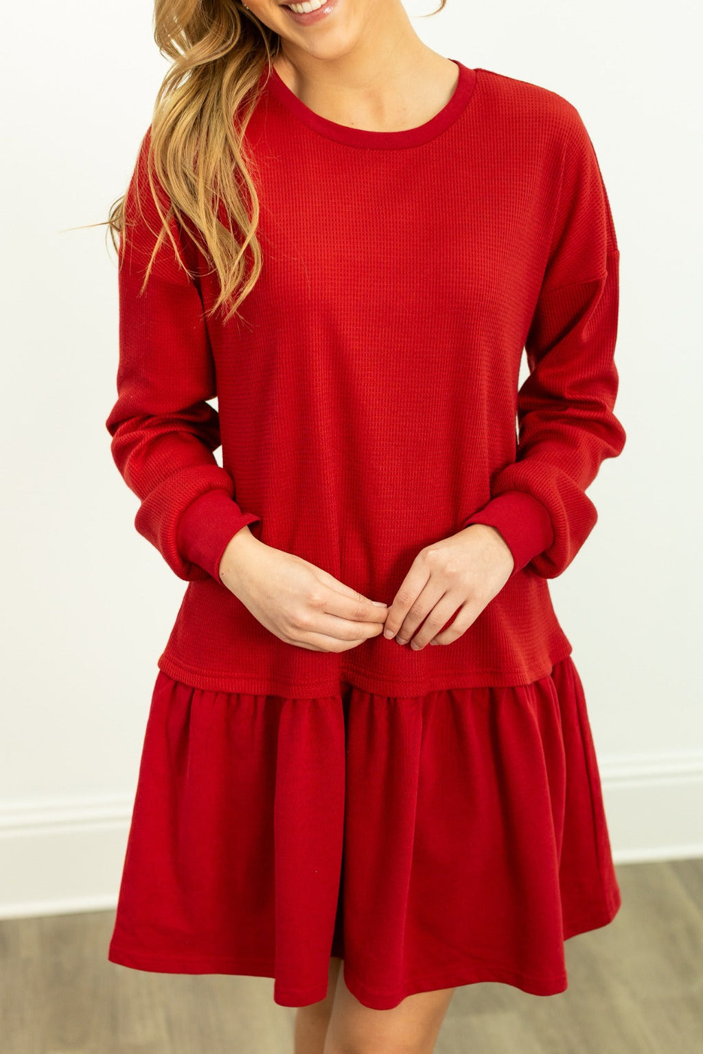 The Colette Waffle Knit Long Sleeve Dress