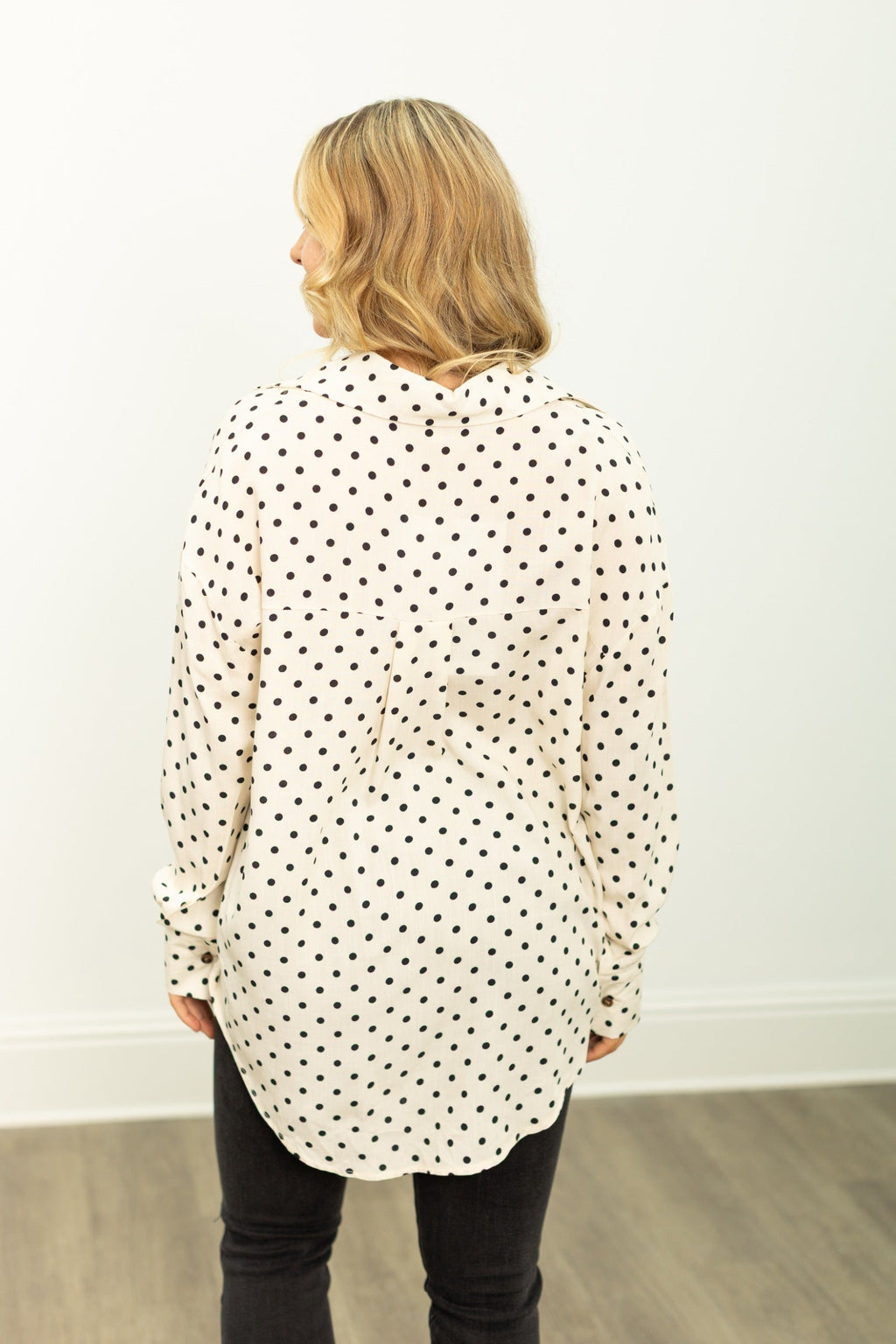 The Kingsley Polka Dot Button Up Top