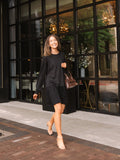 The Sylvia Waffle Knit Long-Sleeve Dress