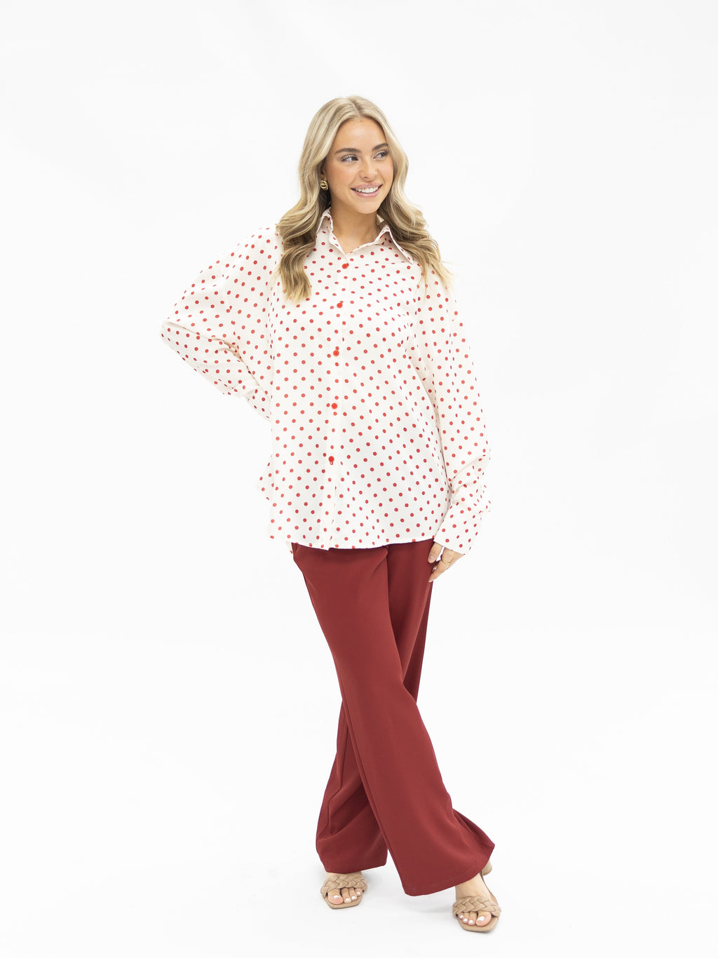 The Sutton Polka Dot Button Up Top