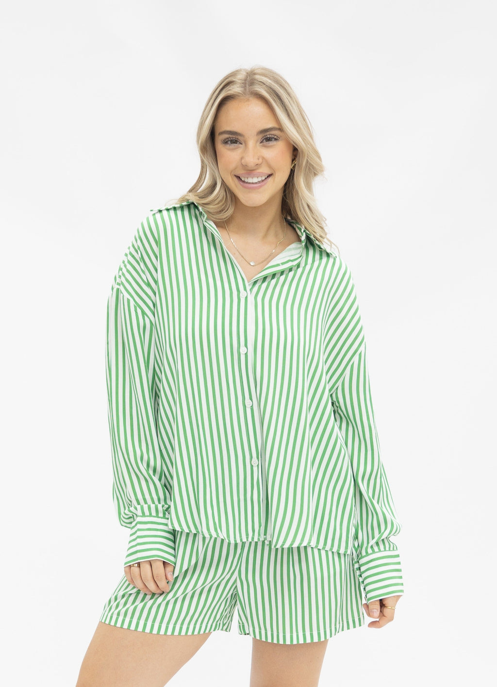 The Aspen Stripe Button Up Top