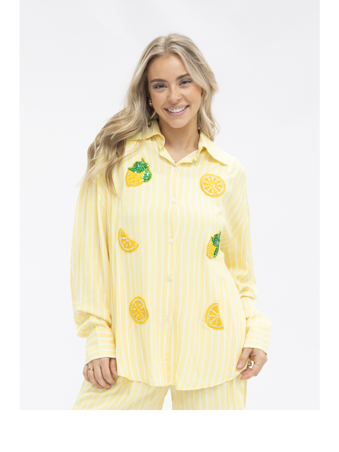 The Lemonade Stripe Button Up Top