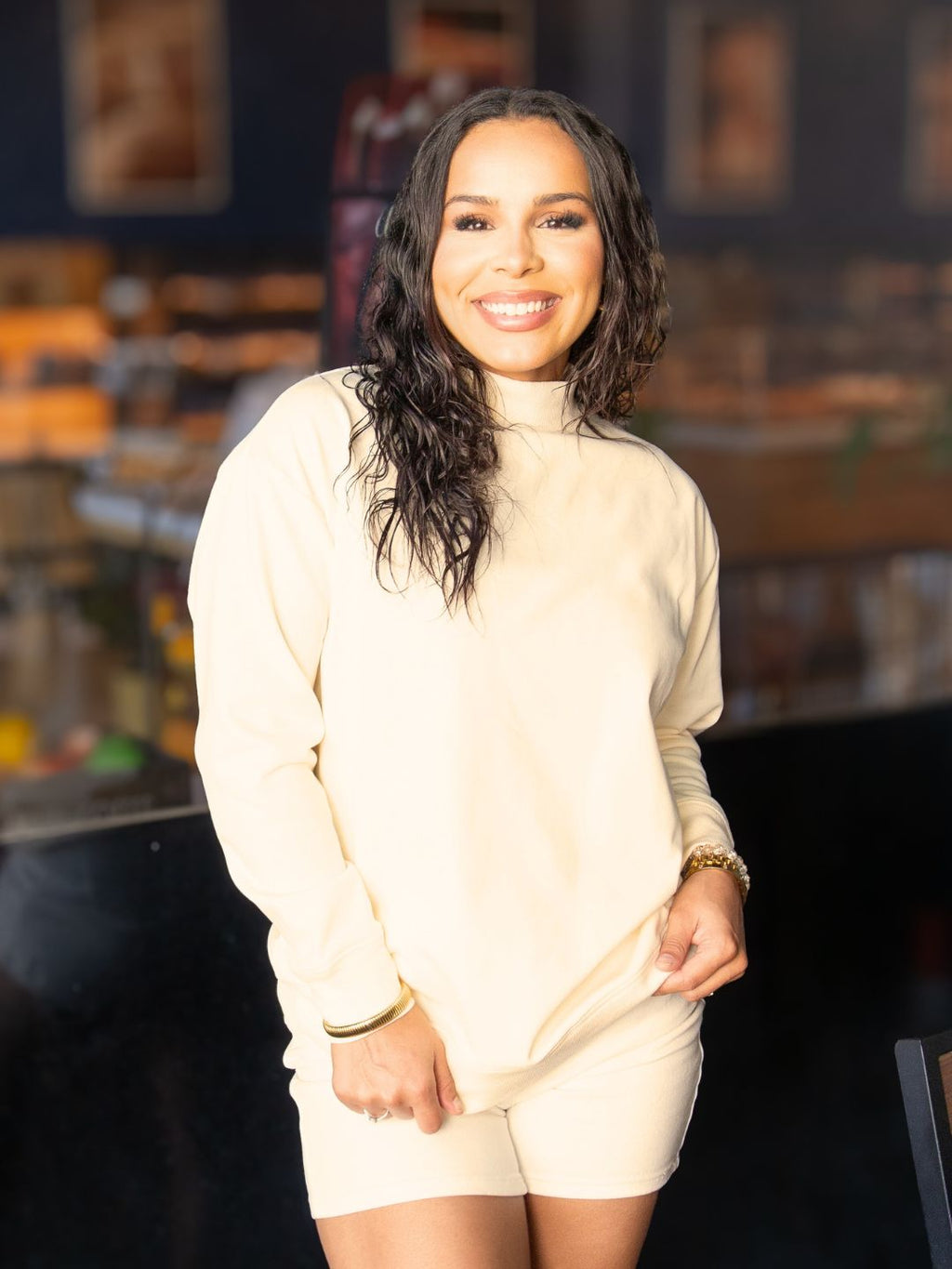 The Everly Ivory Mock Neck Sweatshirt