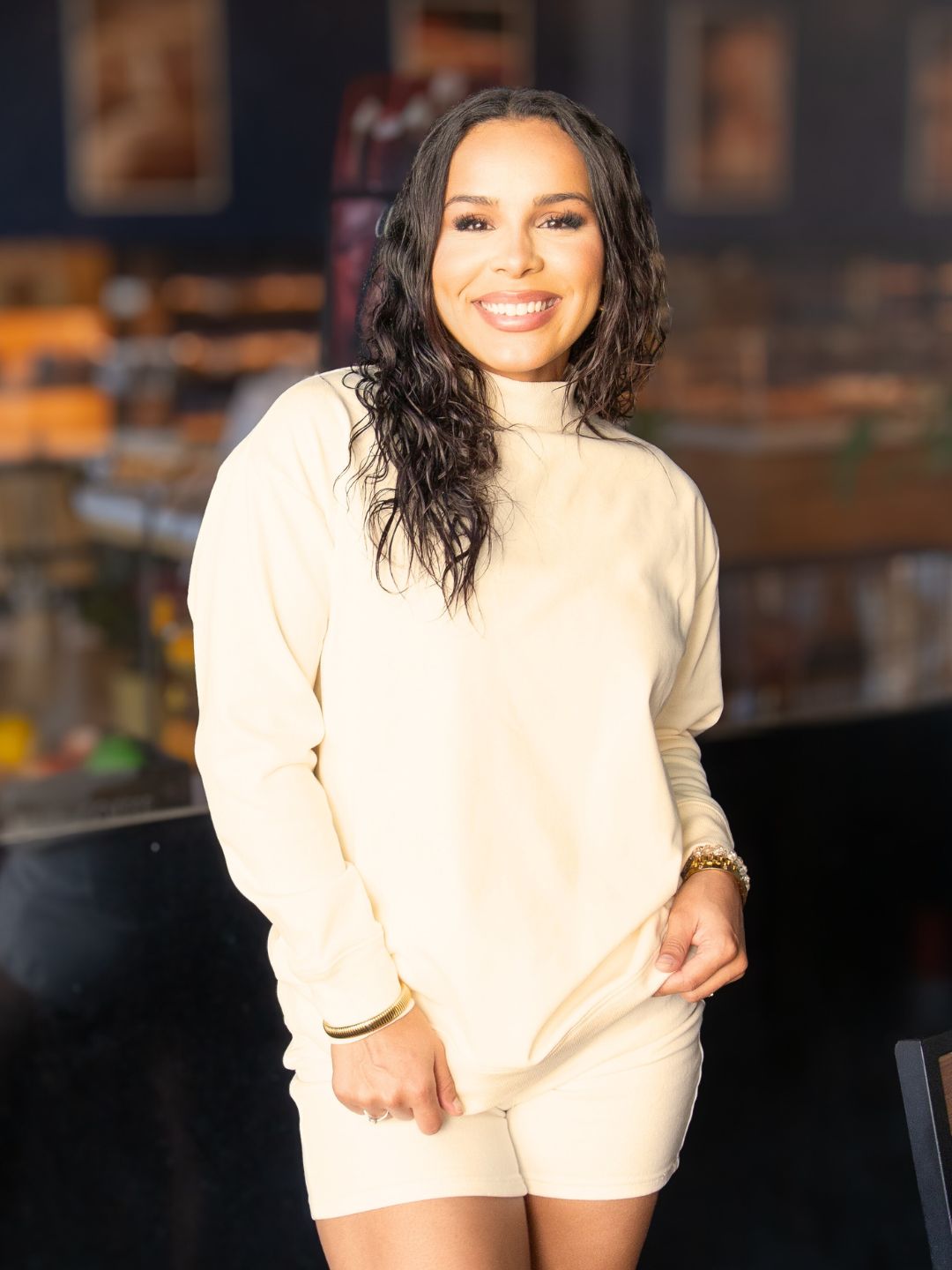 The Everly Ivory Mock Neck Sweatshirt