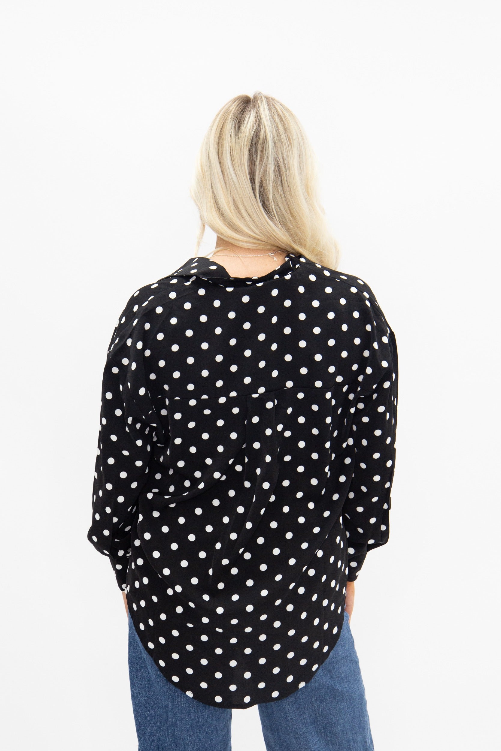 The Presley Polka Dot Button Up Top