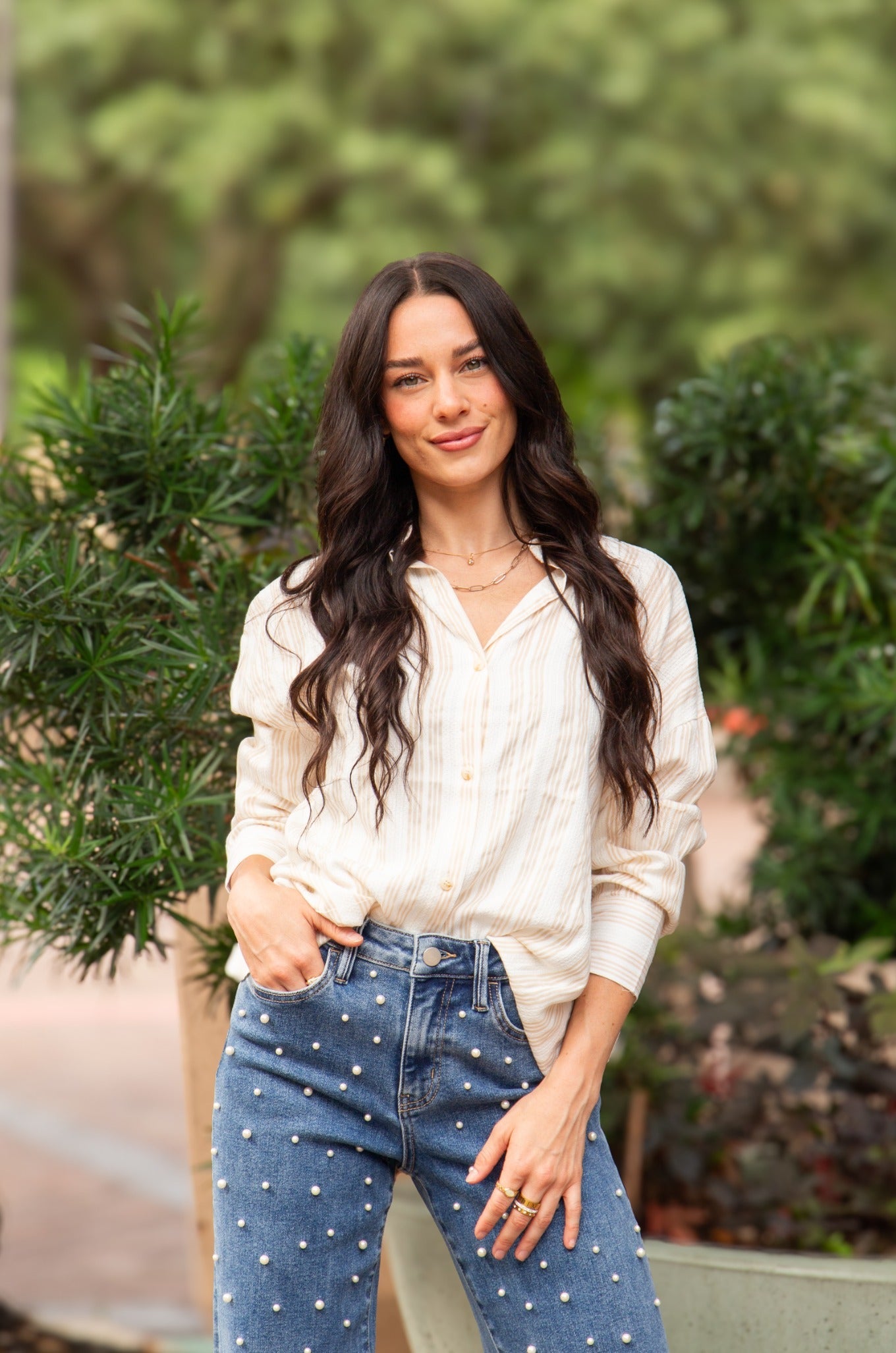 The Striped Kate Button Up Top