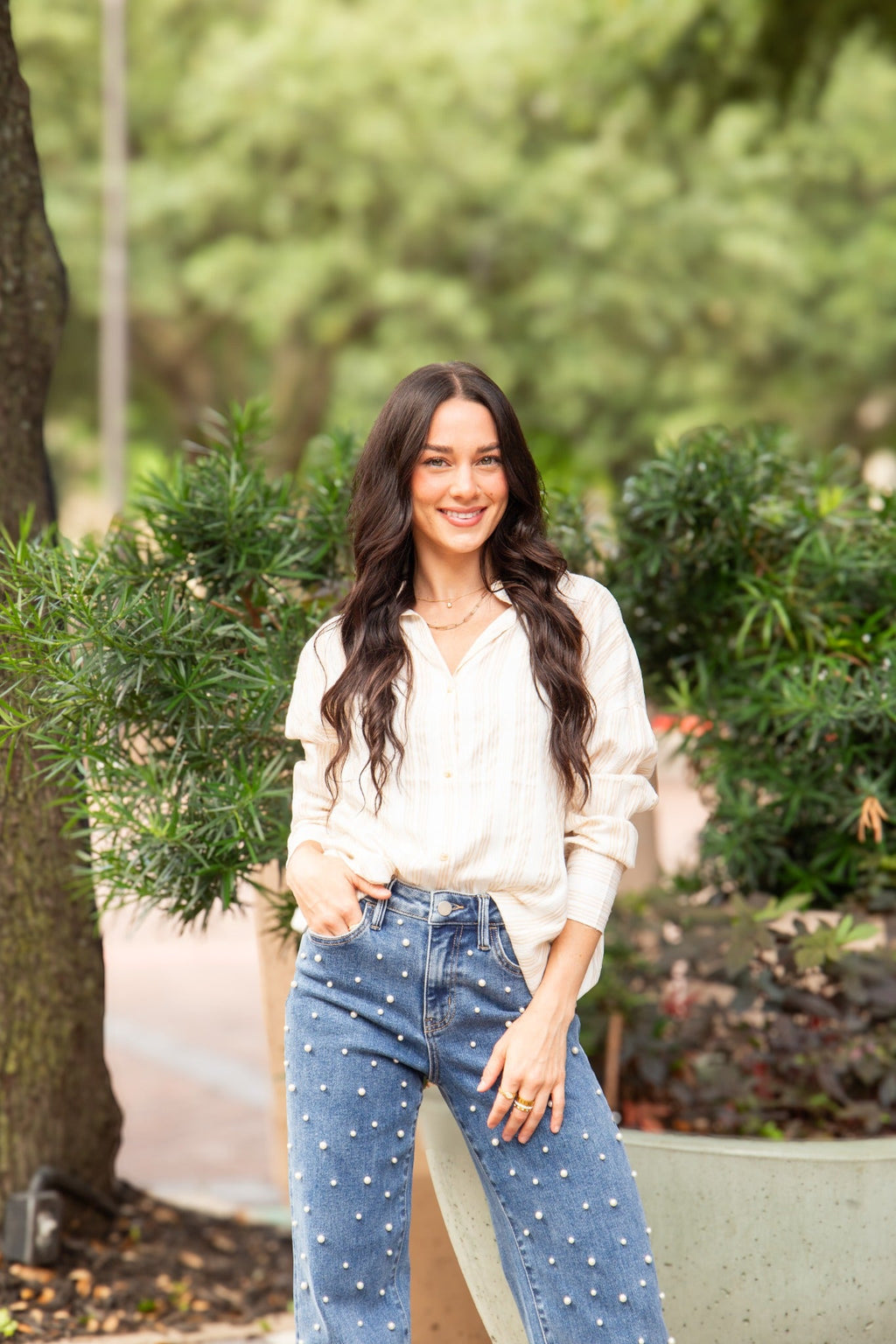 The Striped Kate Button Up Top