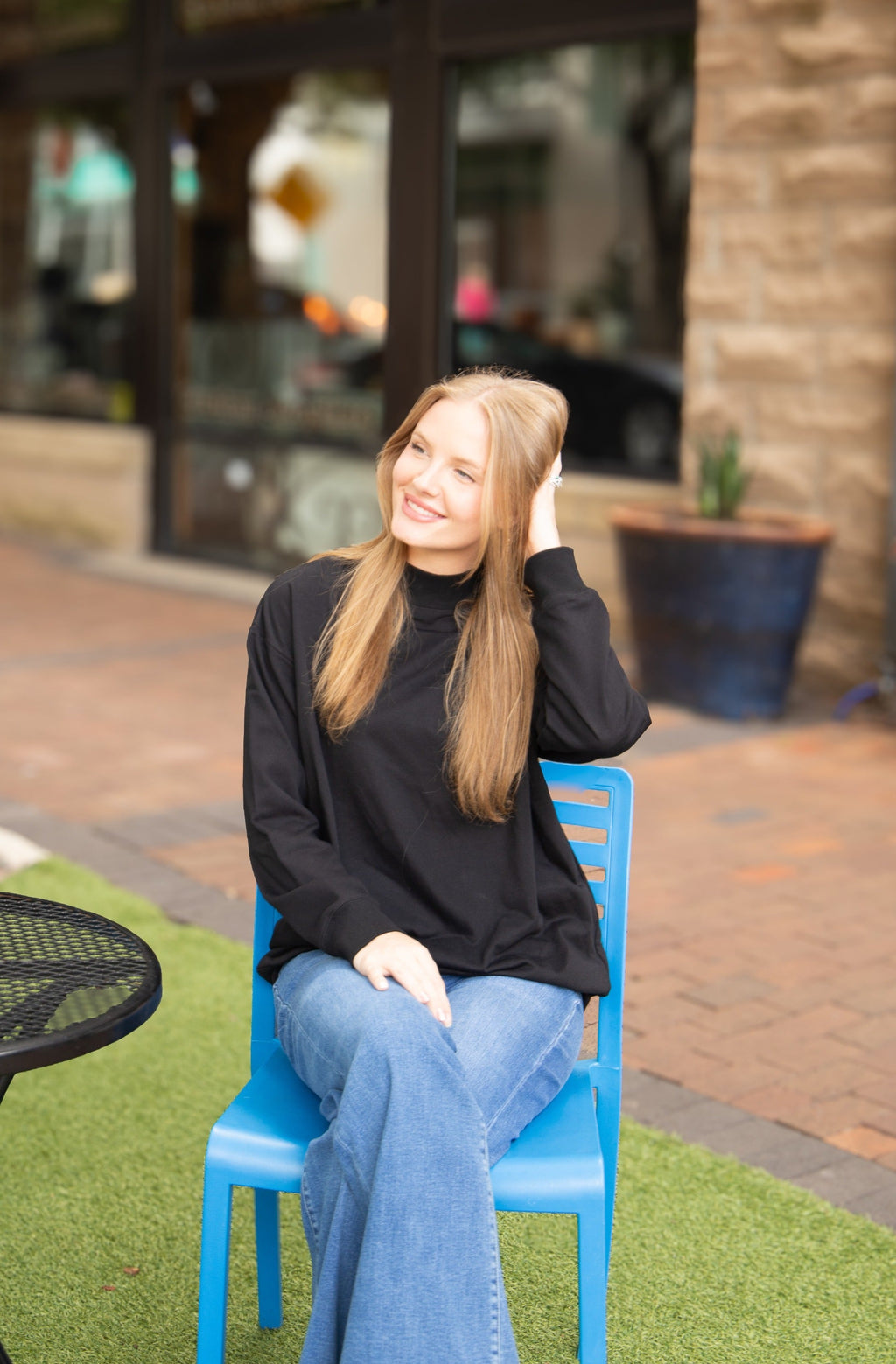 The Kensington Black Mock Neck Sweatshirt
