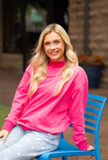 The Ellie Mock Neck Sweatshirt, Hot Pink