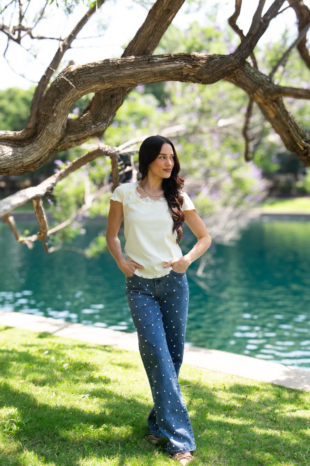 The Elsie Lace Trim Top