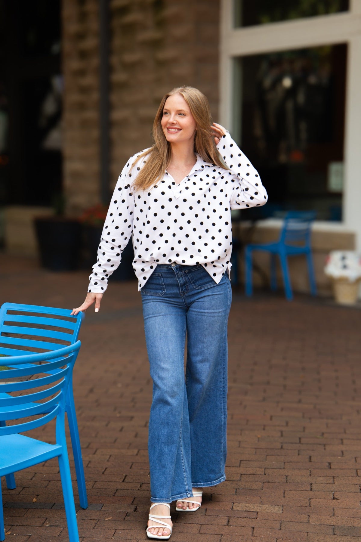 The Pippa Polka Dot Collared Pullover