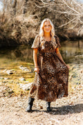 The Sloane Leopard Puff Sleeve Midi Dress