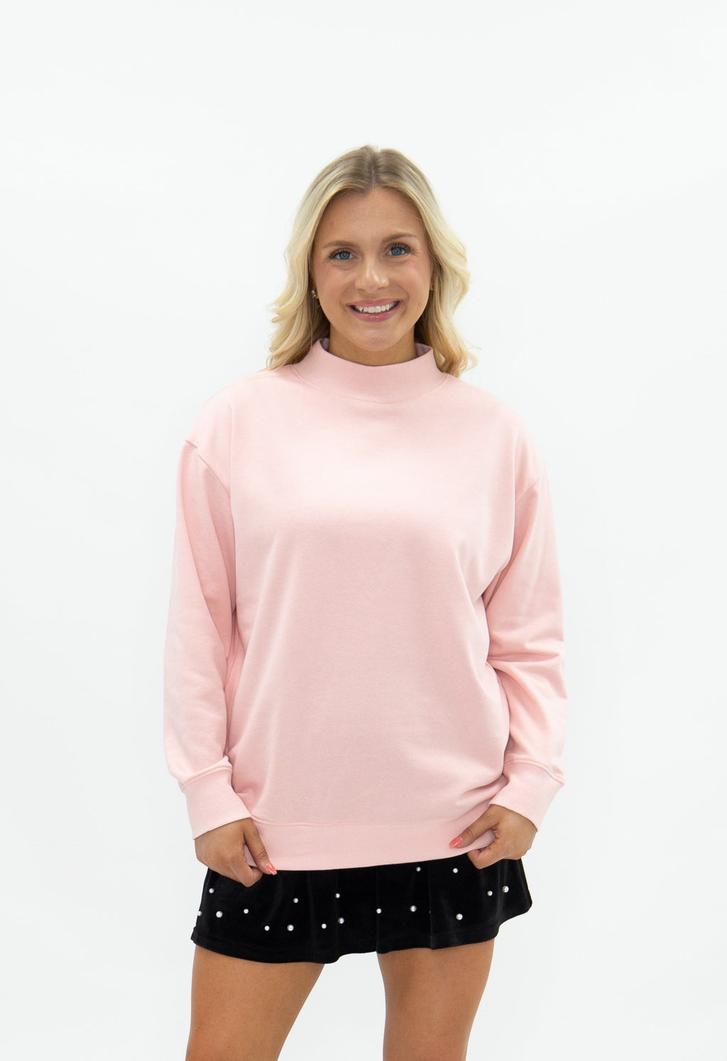 The Blakely Light Pink Mock Neck Sweatshirt