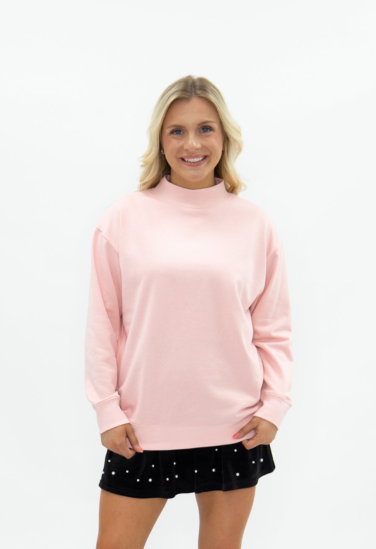 The Blakely Light Pink Mock Neck Sweatshirt
