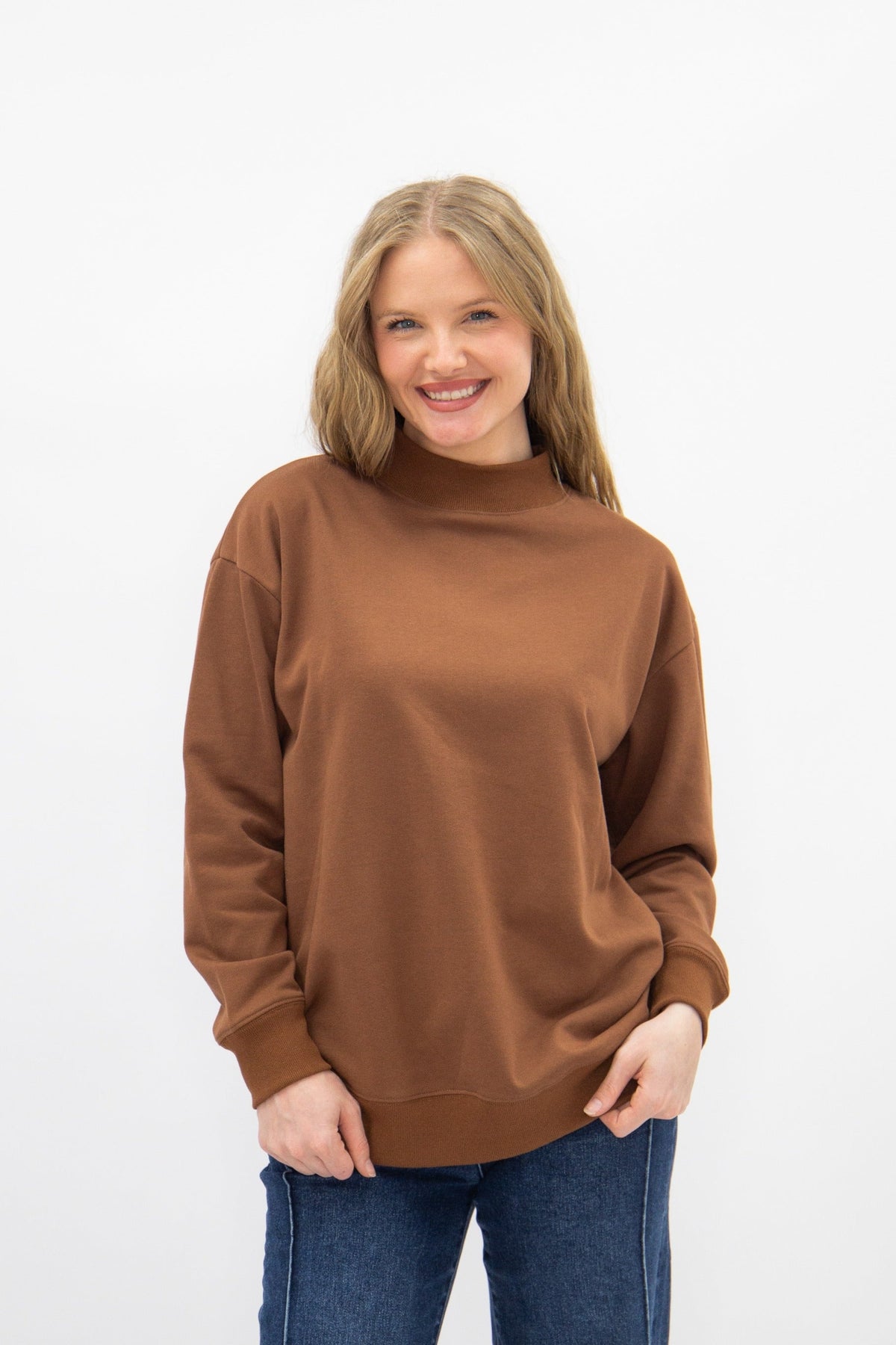 The Brielle Brown Mock Neck Sweatshirt