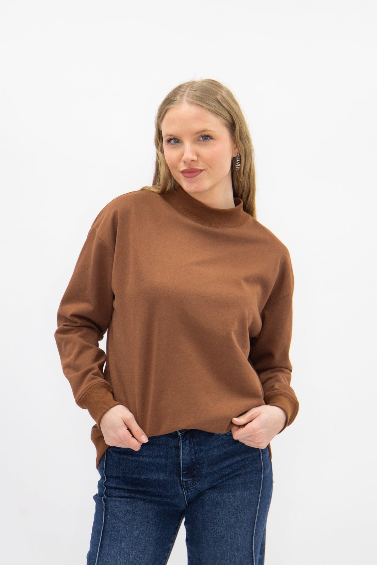 The Brielle Brown Mock Neck Sweatshirt