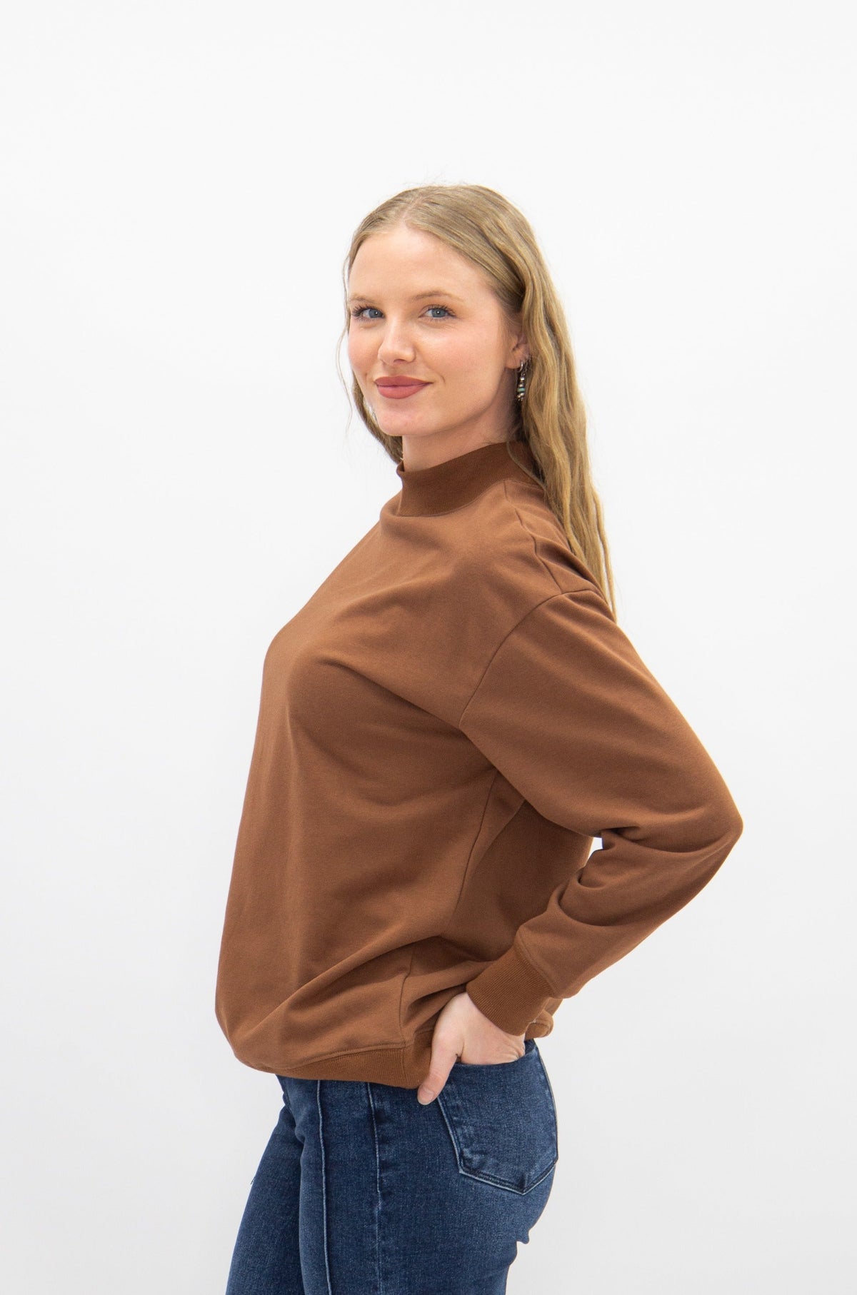 The Brielle Brown Mock Neck Sweatshirt