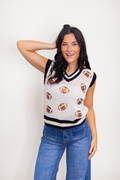 The Harlow Glitter Football Sweater Vest