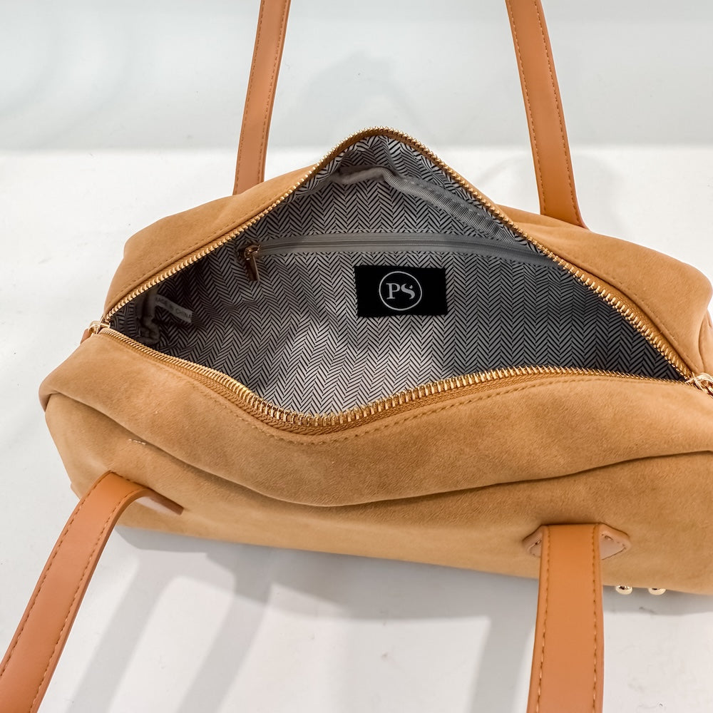 The Sally Suede Barrel Shoulder Bag