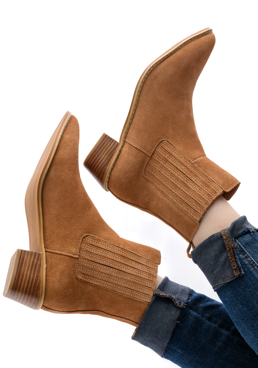 The Elsie Suede Ankle Boot in Tan