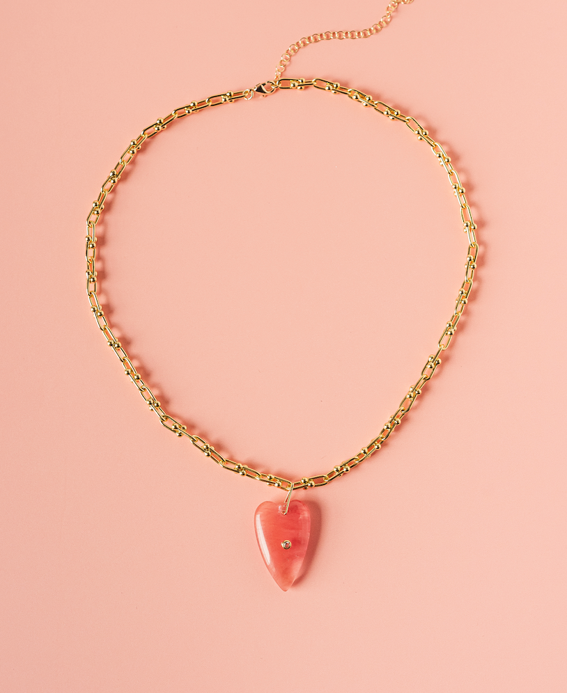 The Heart of Stone Necklace in Pink