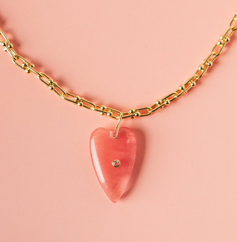 The Heart of Stone Necklace in Pink