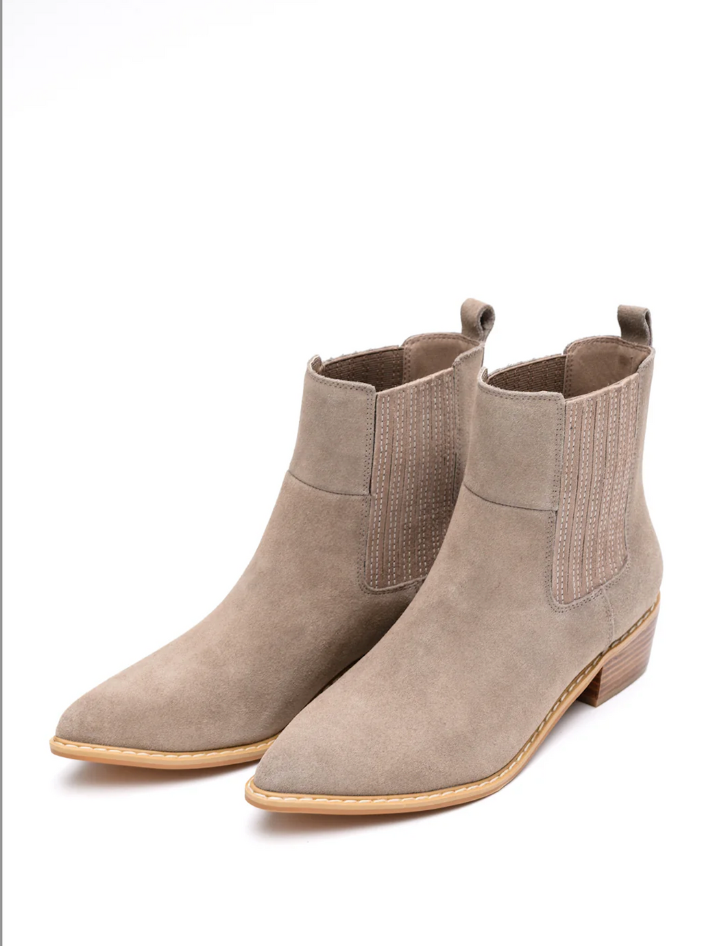 The Lexie Suede Ankle Boot in Taupe