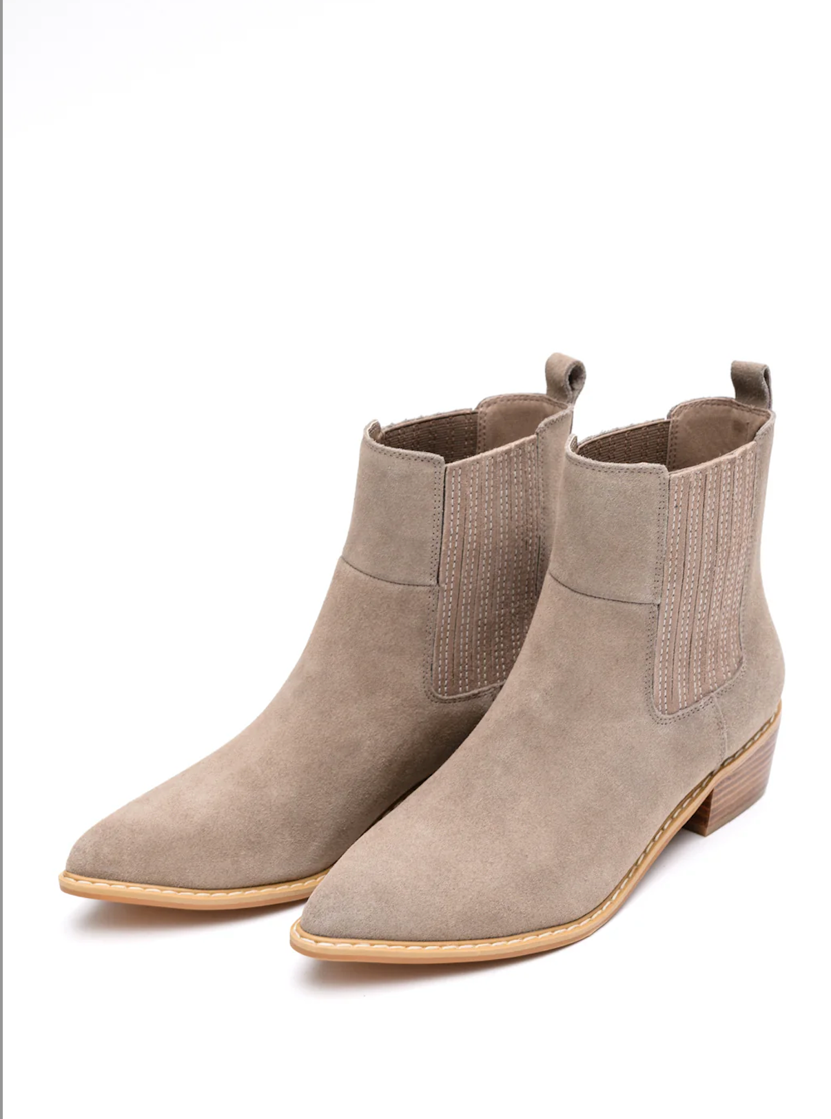 The Lexie Suede Ankle Boot in Taupe