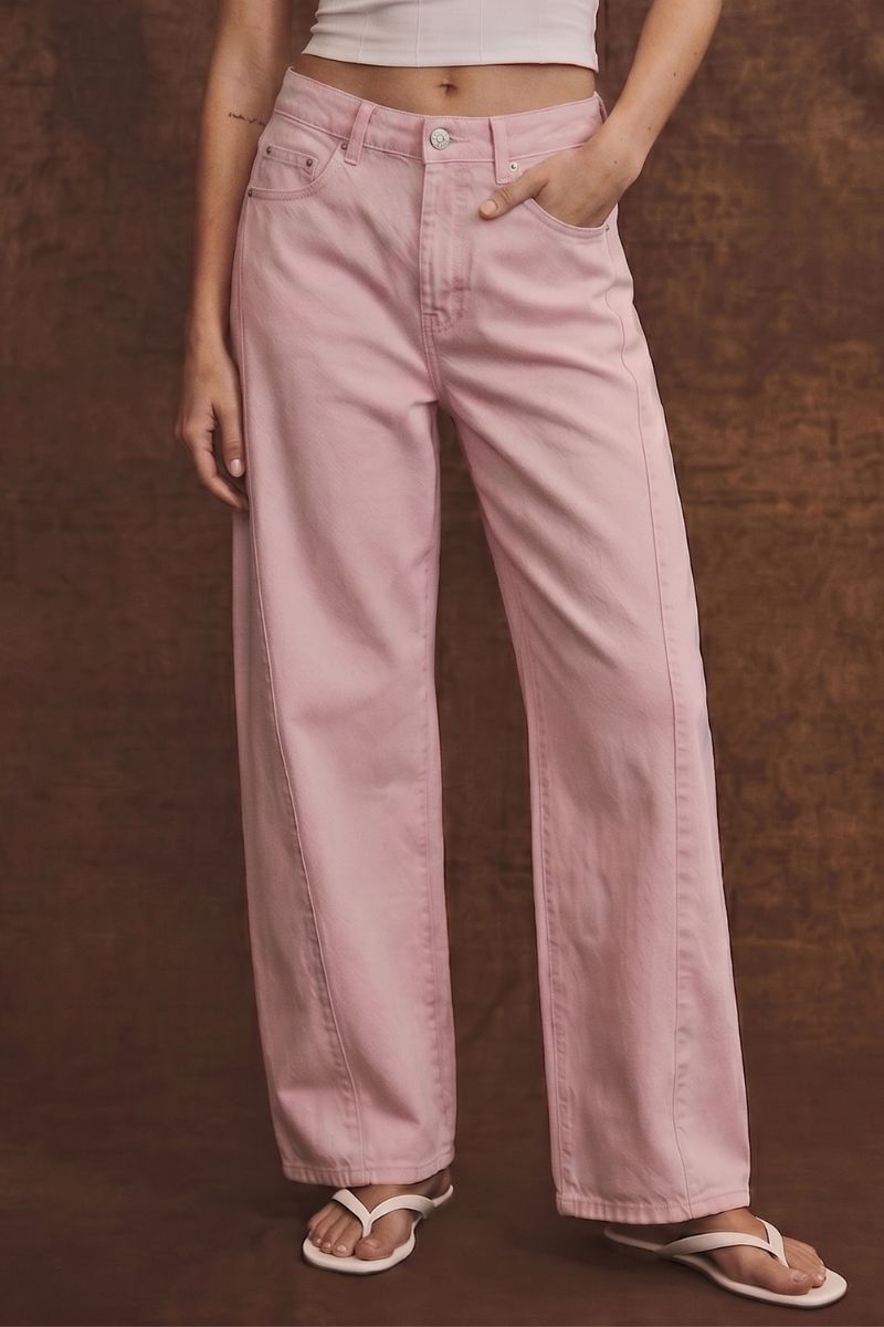 The Dakota Mae High Rise Pink Barrel Jeans