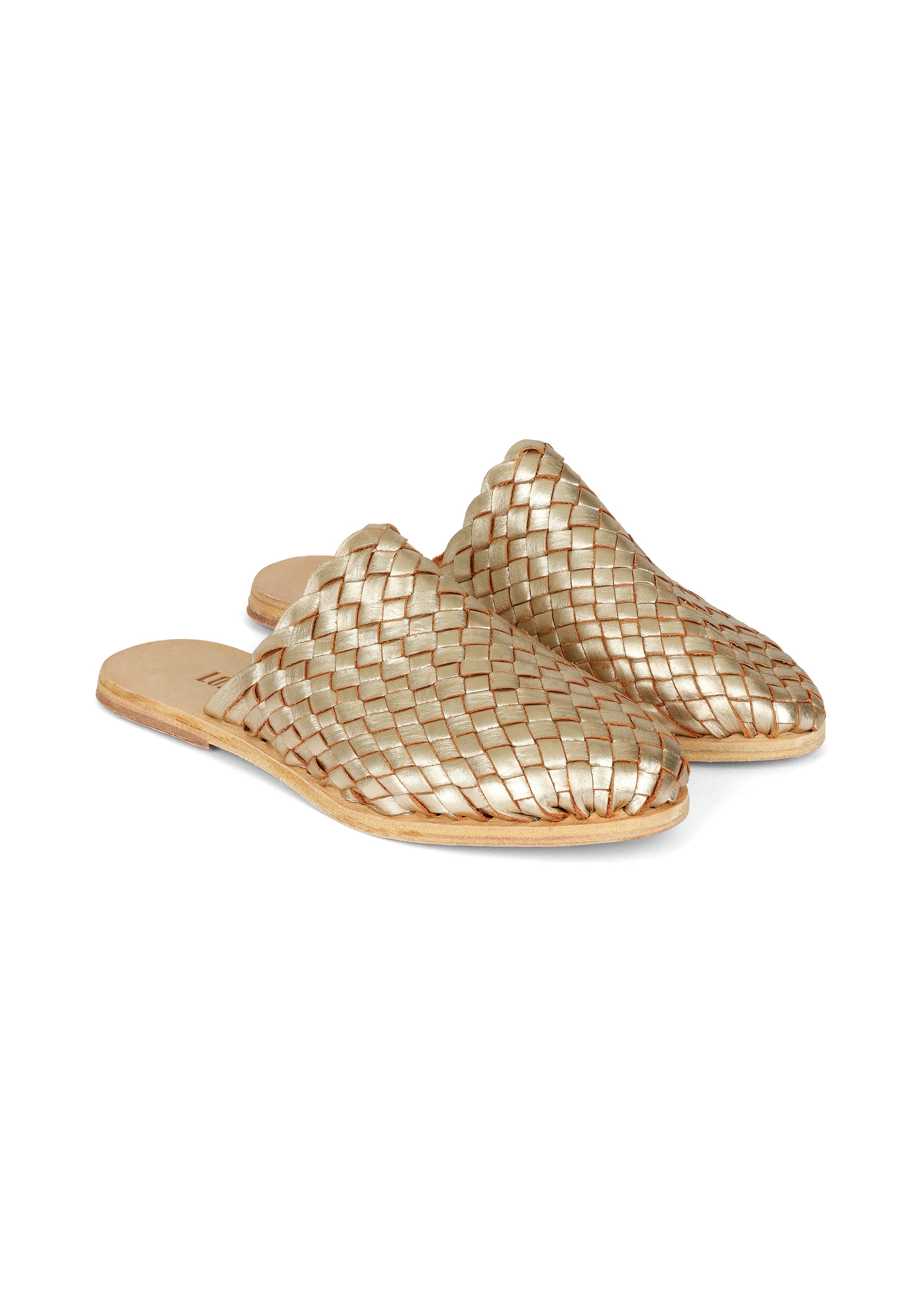 The Luisa Golden Woven Slides