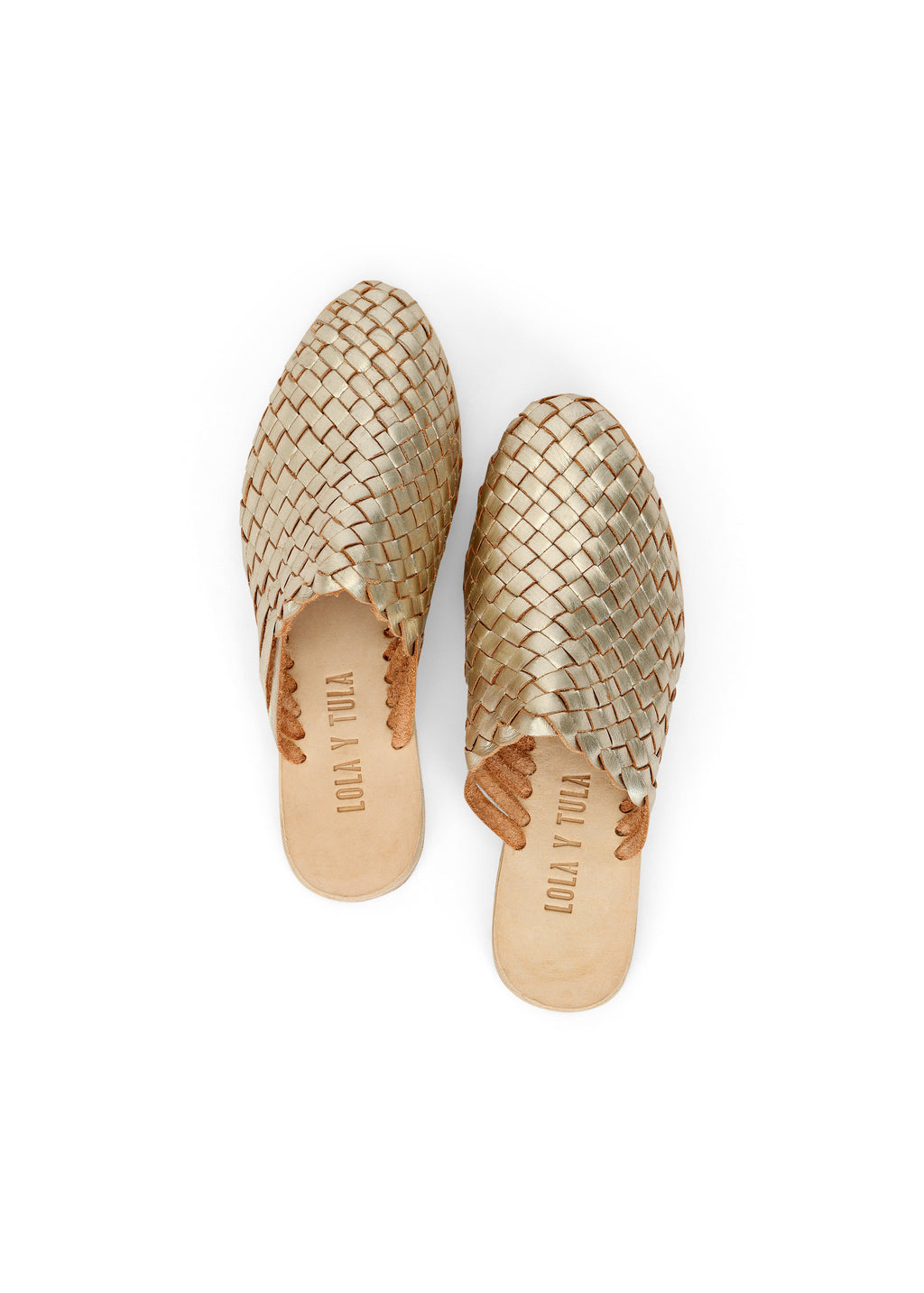 The Luisa Golden Woven Slides