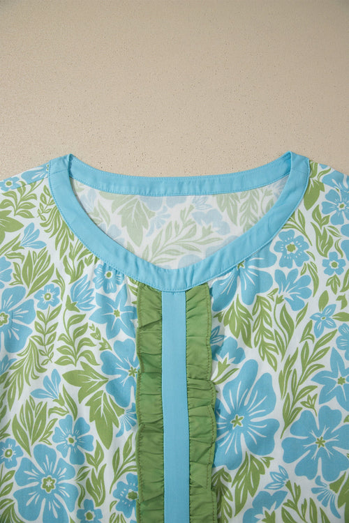 The Addison Rae Floral Ruffle Sleeve Blouse