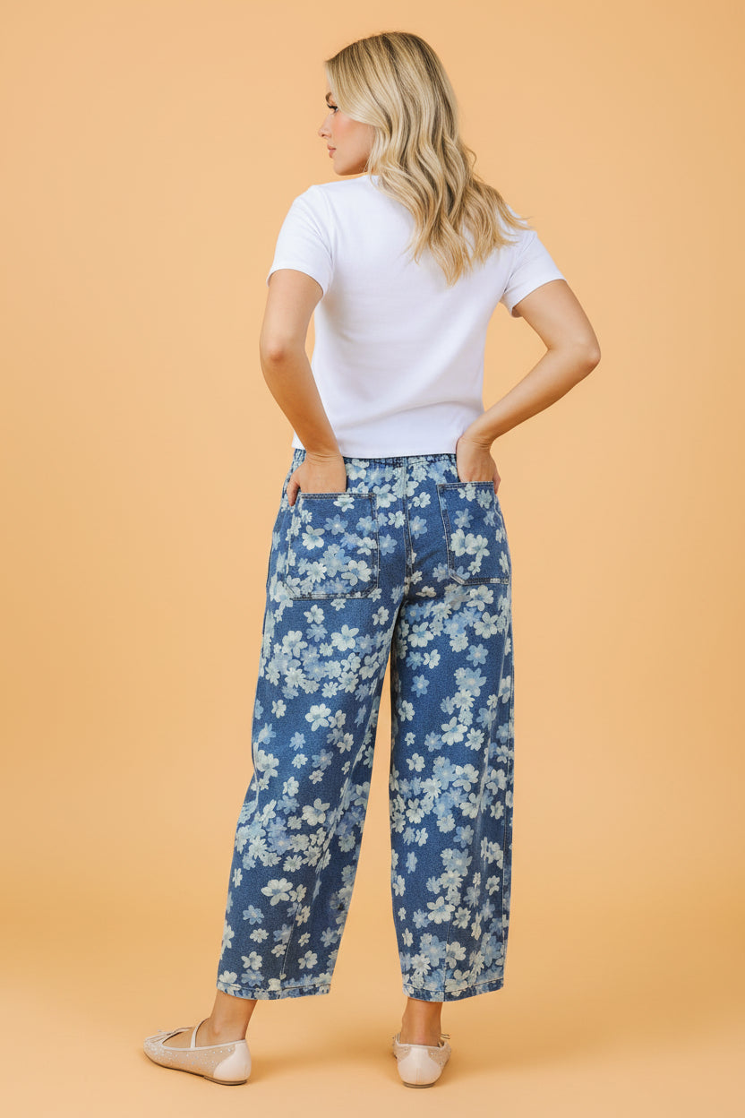 The Marbella Floral Barrel Leg Jeans