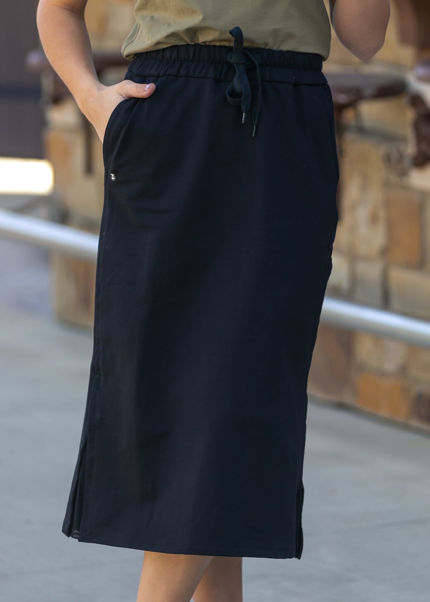 The Lily Mesh Detail Knit Midi Skirt