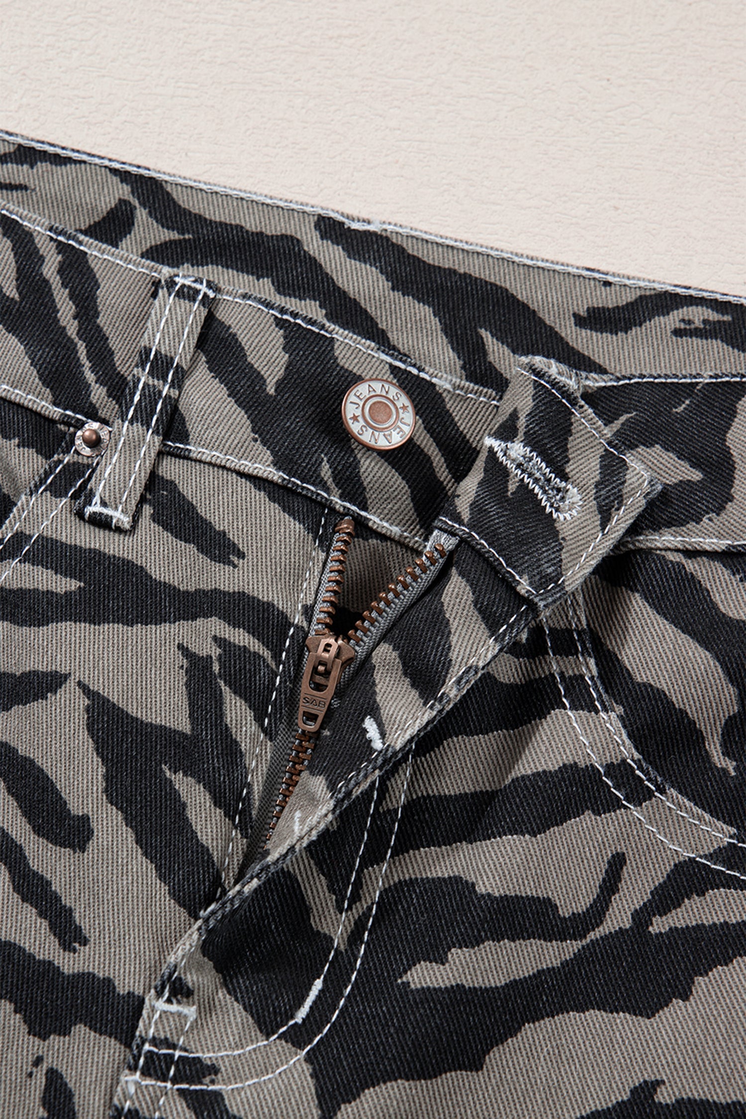 The Zoe Zebra Stripe Denim Wide Barrel Leg Jeans
