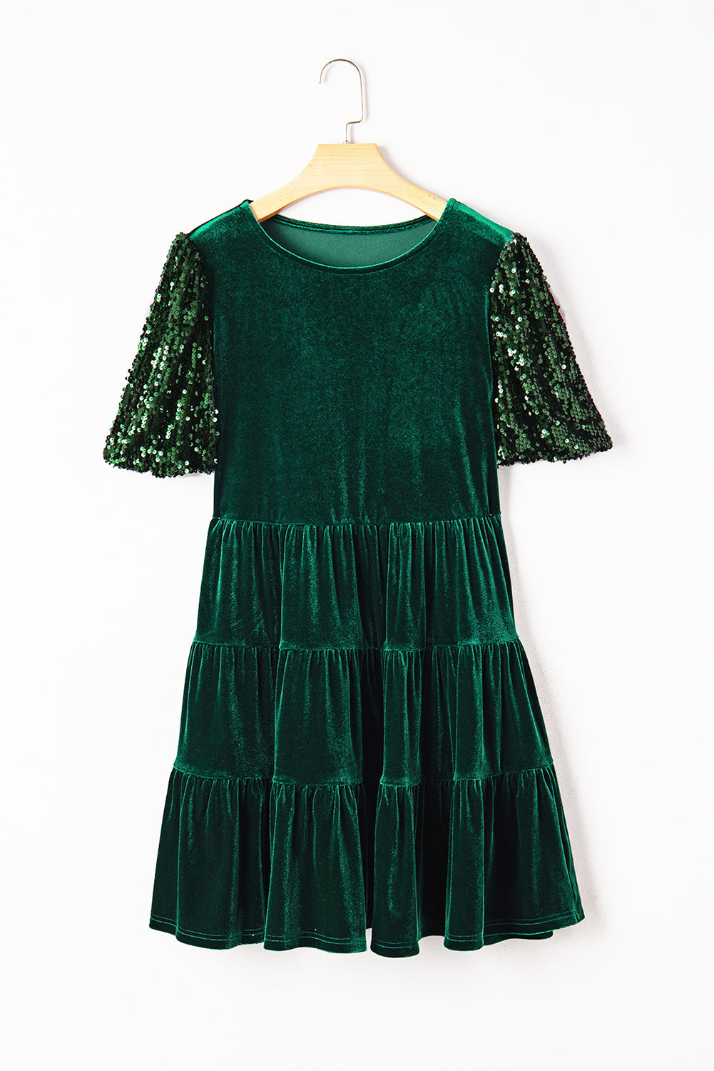 The Everly Velvet Sequin Puff Sleeve  Dress