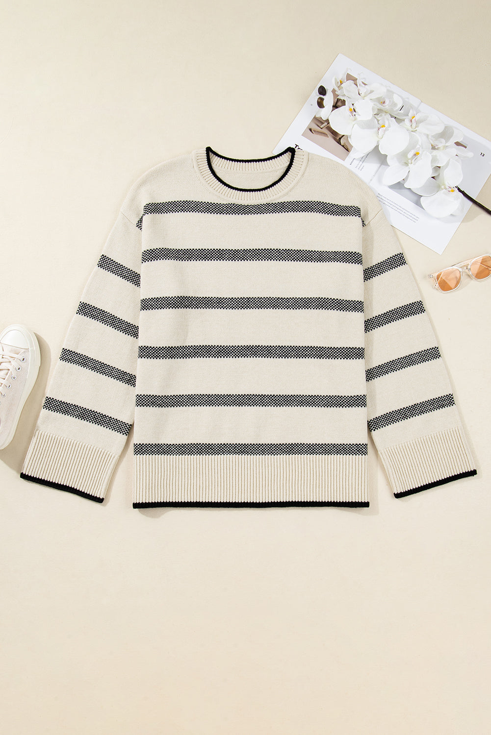 The Thea Stripe Wide Sleeve Sweater