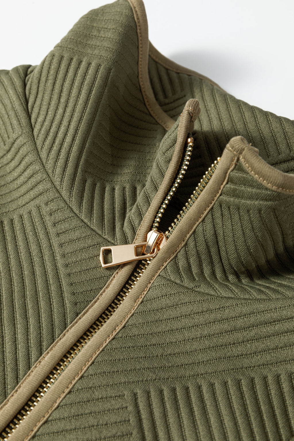 The Olive Textured Half Zip Dress